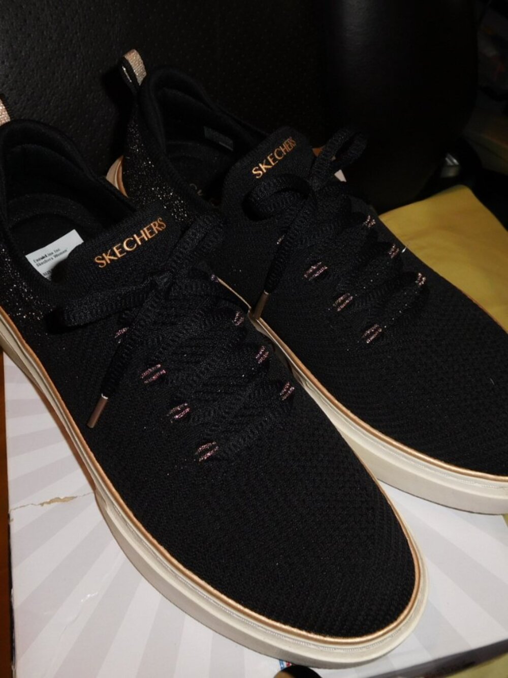 NEW 9.5m SKECHERS COURT CLASSICS CORDOVA SPARKING DUST BLACK 9.5M WOMENS